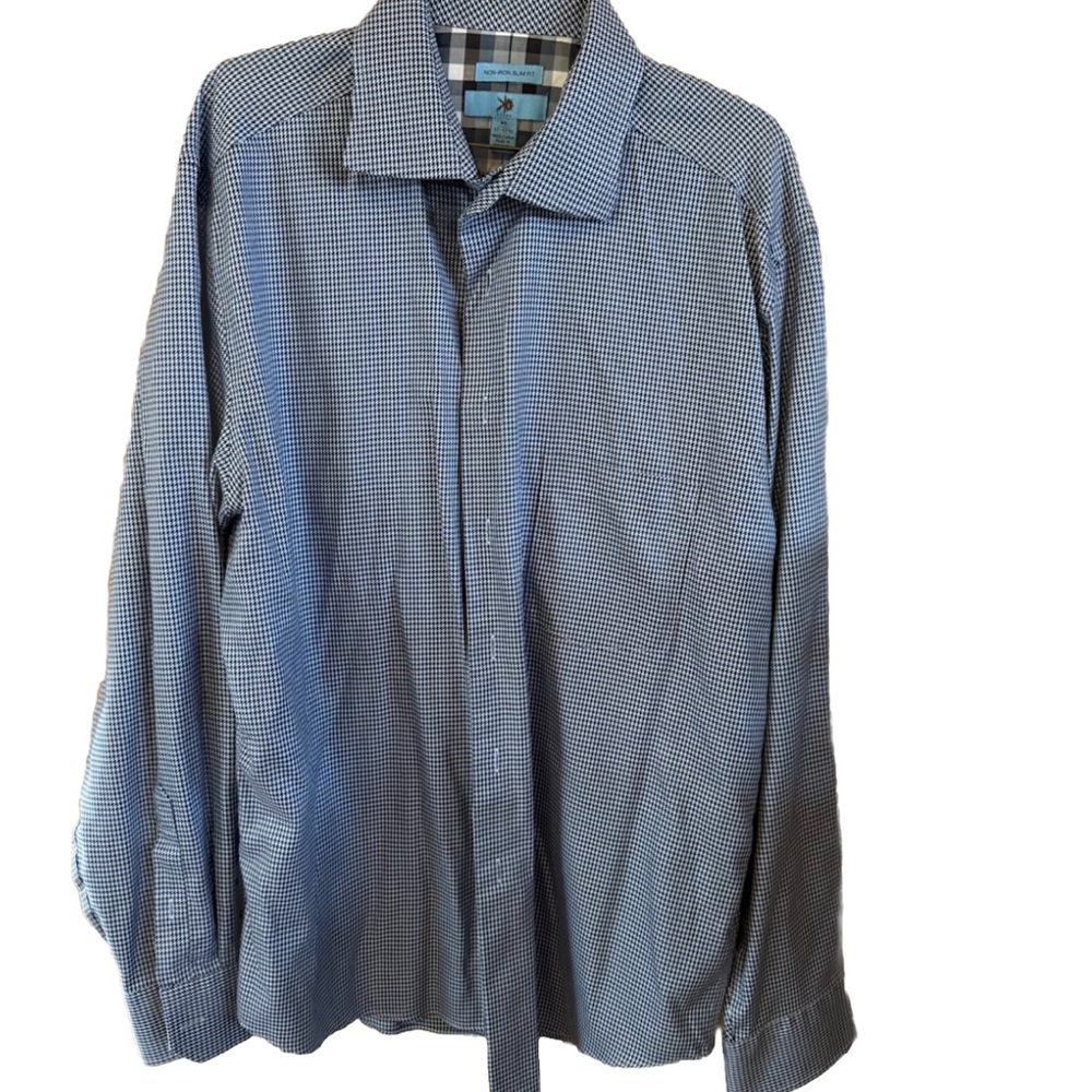 Egara Blue Check Dress Shirt XL